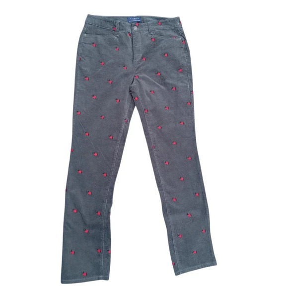 Talbots Corduroy Pants Women's size 8 Gray Embroidered Dogs Scottish Terrier - Picture 1 of 7